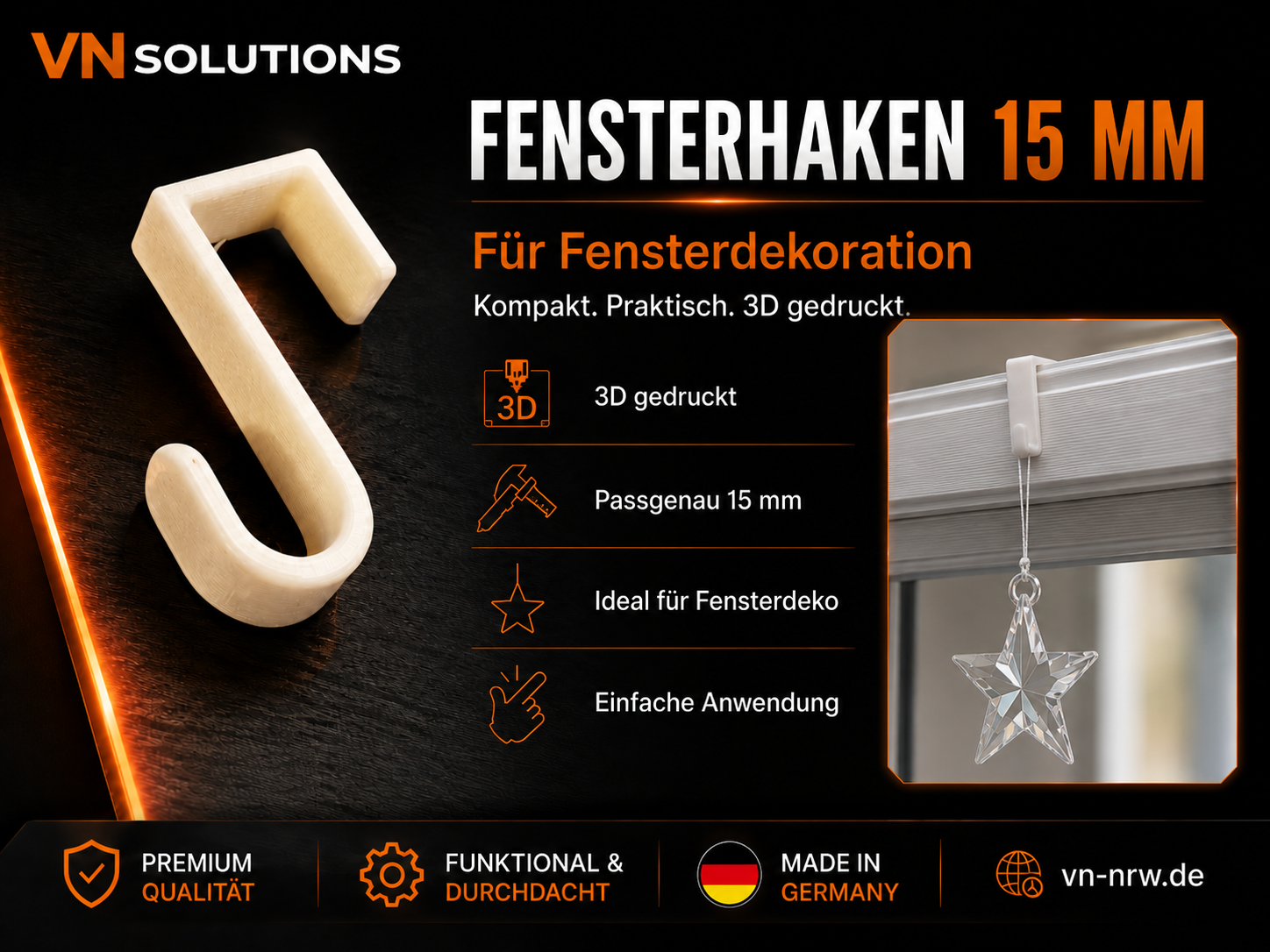 Fensterhaken 15 mm